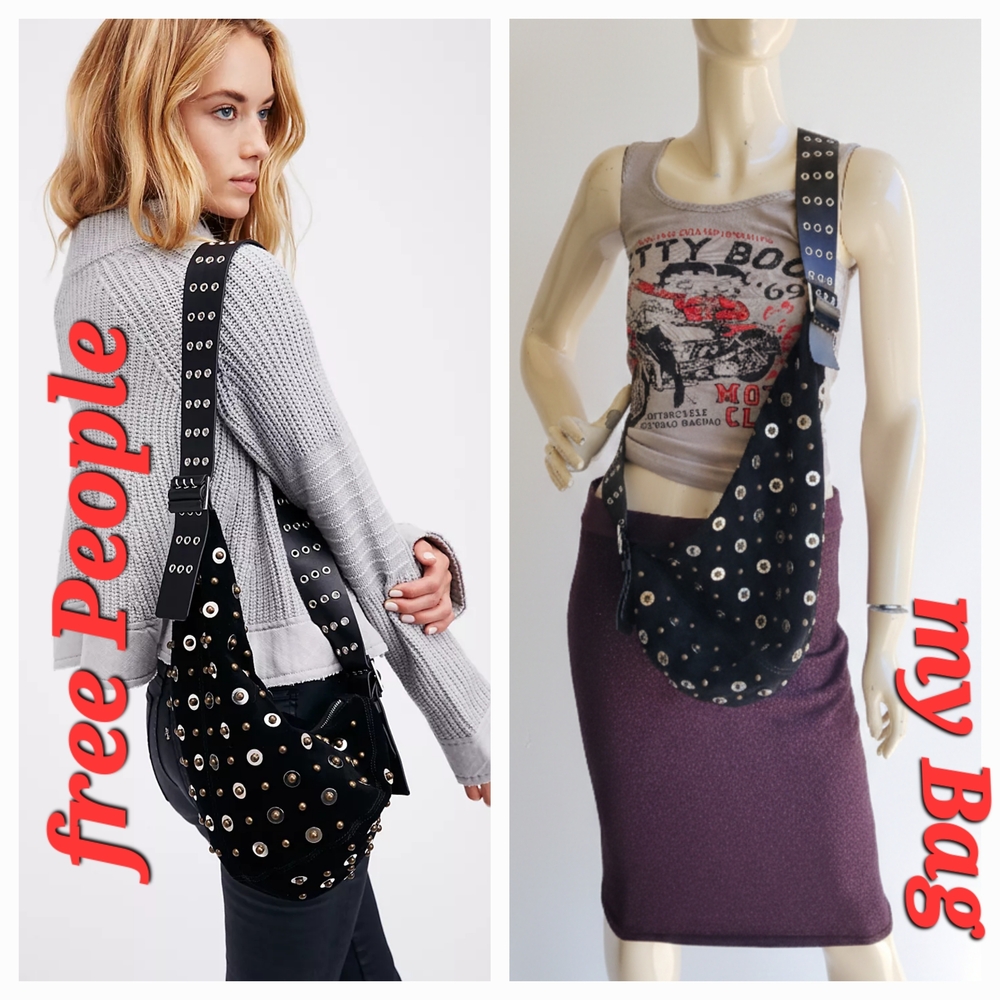 Black and Silver Studded Shoulder Bag